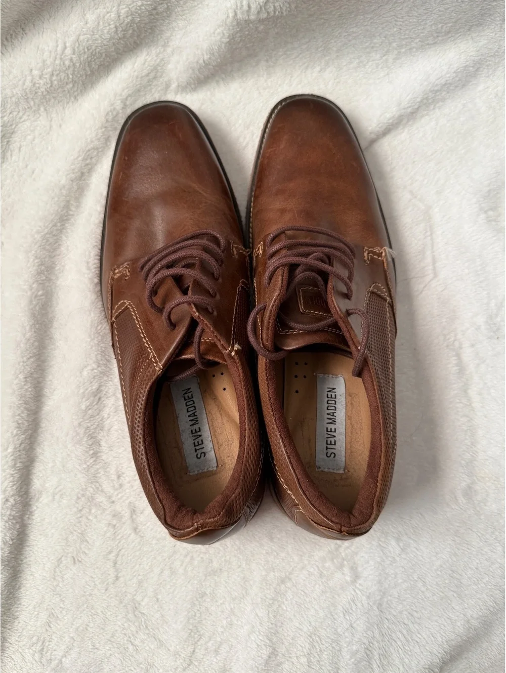 Steve Madden P-STIRR Mens 8.5 Brown Leather Oxford Shoes
